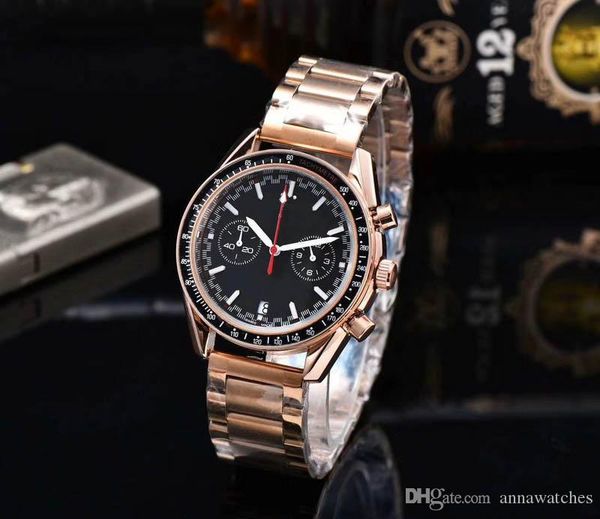 

all dials work chrono luxury men designer watches quartz movement calendar wristwatch stainless steel clock watches orologio, Slivery;brown