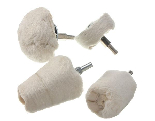 

4pc6 millimeter handle white cloth wheel mushroom cylindrical small cone small t-shape cloth wheel polishing