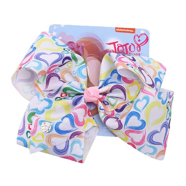 

8" jojo bows baby girl hair clip heart hair bows for girls with clips bowknot hairpins jojo siwa handmade kids accessories, Slivery;white