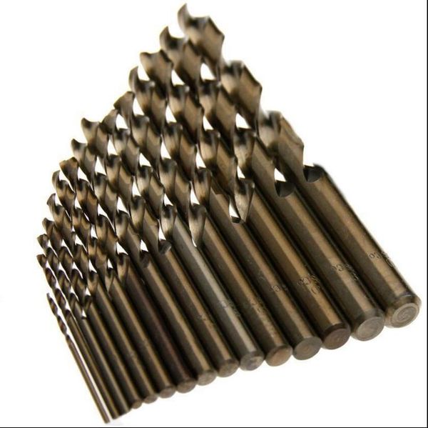 

15pcs cobalt drill bits for metal wood working m35 hss co steel straight shank 1.5-10mm twist drill bit power tools drillforce