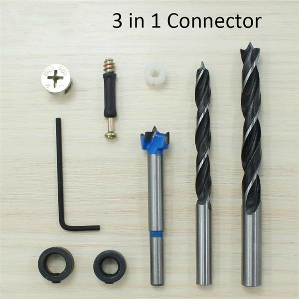 

25 sets hole opener 3 in 1 furniture fittings connector furniture houtbewerking drill punching hole locator eccentric wheel sets