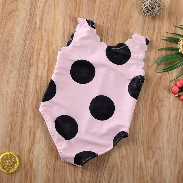 

2020 new summer kids baby girls polka dots swimwear swimsuit bathing suit beachwear one pieces suits, White