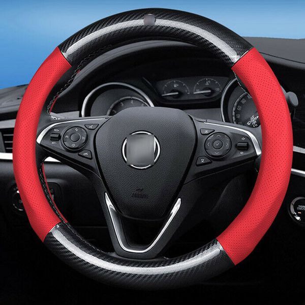 

15 inch car steering wheel covers carbon fiber red leather for buick series