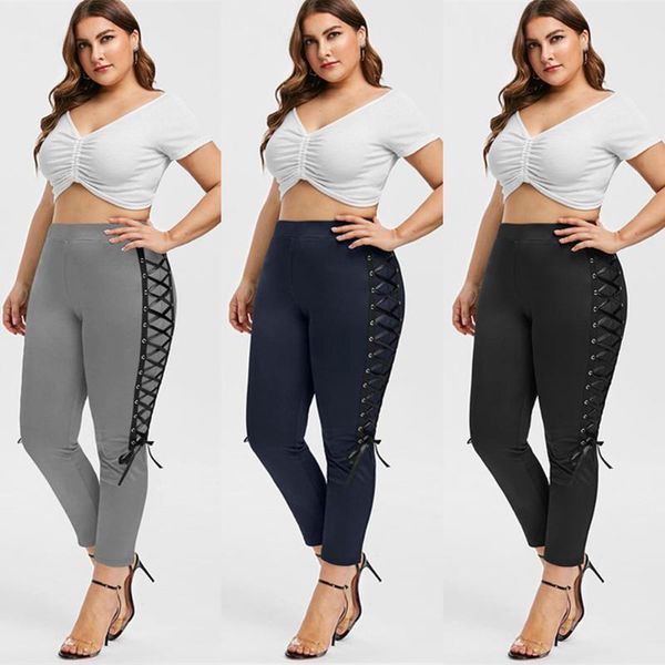 

women's slim sport fitness high waist elastic pants lady skinny pants plus size, Black;blue