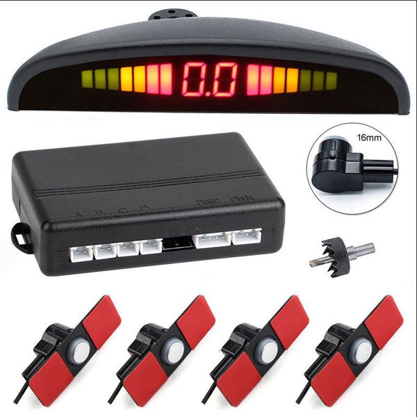 

car auto led parking sensor with 4 sensors reverse backup car parking radar monitor detector system backlight display