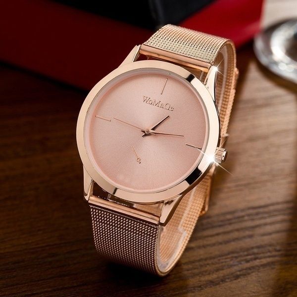 

female clocks women quartz watch rose gold stainless steel dress watches montre femme relojes mujer uhren damen, Slivery;brown
