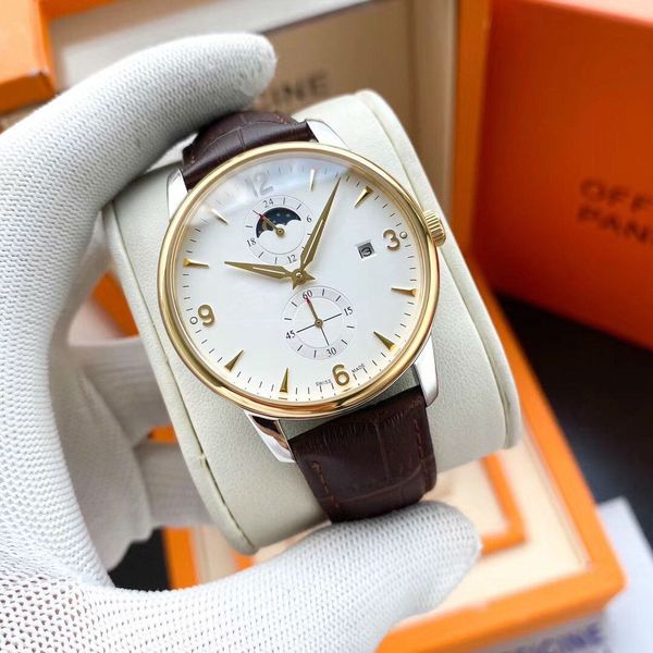 

men watches 316l stainless steel 43mm*13mm leather strap mechanical movement for man 2020 new design wristwatches special wristwatches12, Slivery;brown