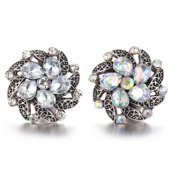 

new 3pcs snap buttons jewelry vintage fashion rhinestone crystal 18mm snap button diy charm fit bracelet bangles sb058, White