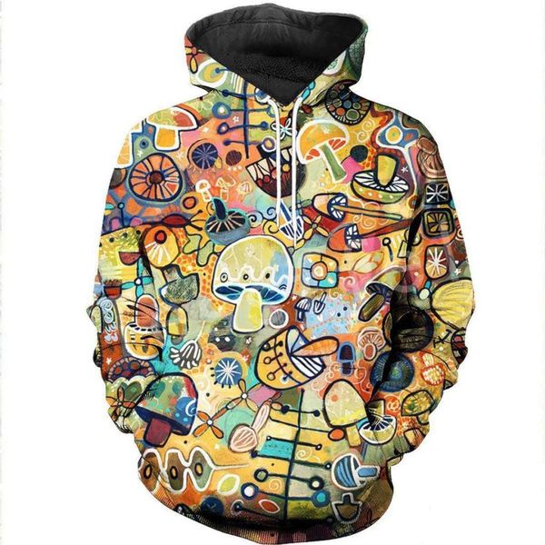 

mushroom colorful tracksuit 3dprint hoodie/sweatshirt/jacket/shirts mens womens hip hop cartoon casual style-1, Black