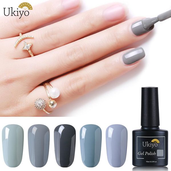 

ukiyo 10ml grey series uv gel nail polish soak off semi permanent nail art gel polish enamel lacquer gel nails hybrid varnish, Red;pink