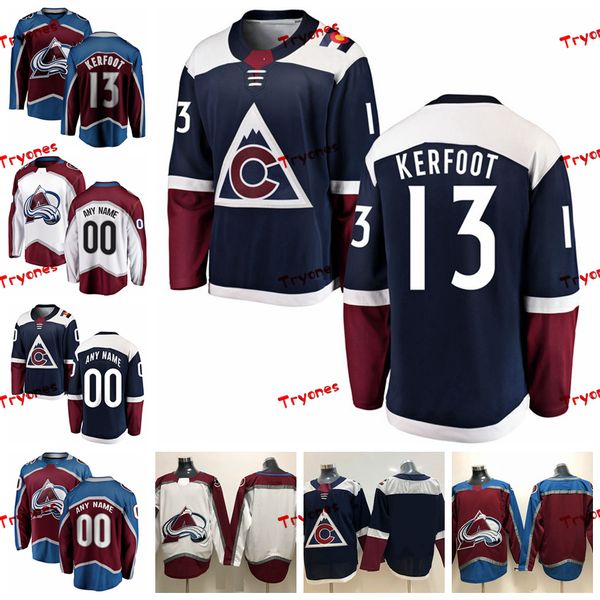 

2019 colorado avalanche alexander kerfoot mens stitched jerseys customize alternate blue home shirts 13 alexander kerfoot hockey jerseys, Black;red