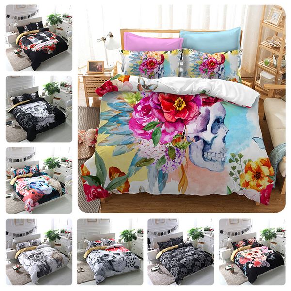 Sugar Skull Bedding Set Flower Skull Bedding Queen Monster Floral
