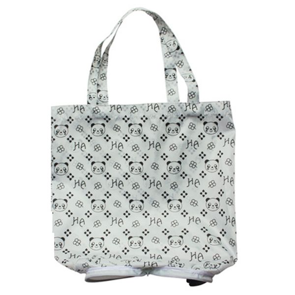

nylon foldable large storage pocket cute shopping bag portable durable casual