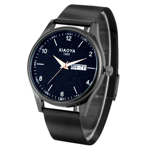 

календарь звездное black men часы сетка из нержавеющей стали мужские наручные часы бизнес повседневный мужчины кварцевые часы горячие подаро, Slivery;brown