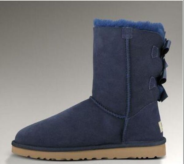 

2019 new au tralian now boot thick leather bow in the tube now boot cotton hoe, Black