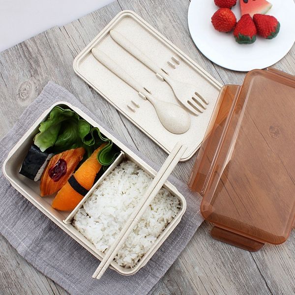 

960ml portable healthy material lunch box wheat straw bento boxes microwave dinnerware food storage container foodbox