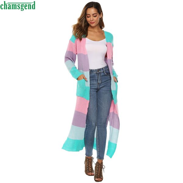 

chamsgend elegance women's irregular split pocket sweater cardigan simplicity colorful patchwork long coat casual open cape, Black