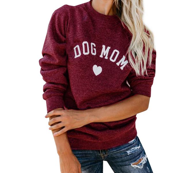 

drop shipping dog mom funny letter print sweatshirt for women full sleeve casual female autumn clothes feminina sweatshirts, Black