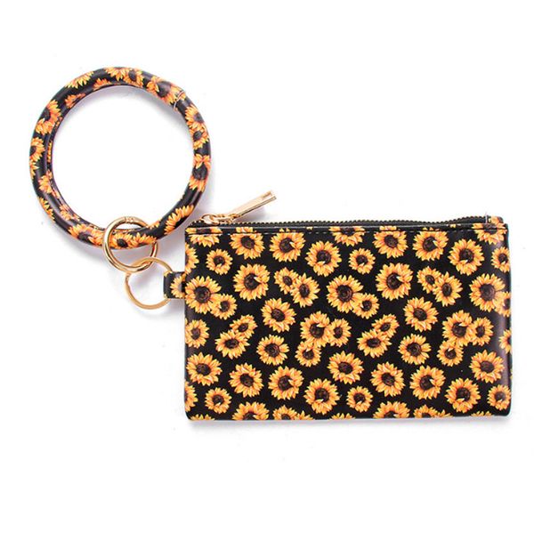 

leopard подсолнечное браслет pu сцепления кожа телефон кошелек брелок брелки брелок кожа pu брелок цвета радуги женская сумка a02, Black