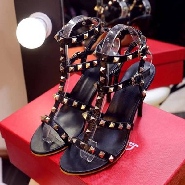 

elegant fashion big size 33-44 summer women sandals high heels 9 cm wedding party dance shoes 9-2, Black