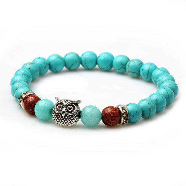 

2019 new fashion stretch owl cartoon bracelet bohemian handmade beaded ladies bracelet creative personality, Golden;silver