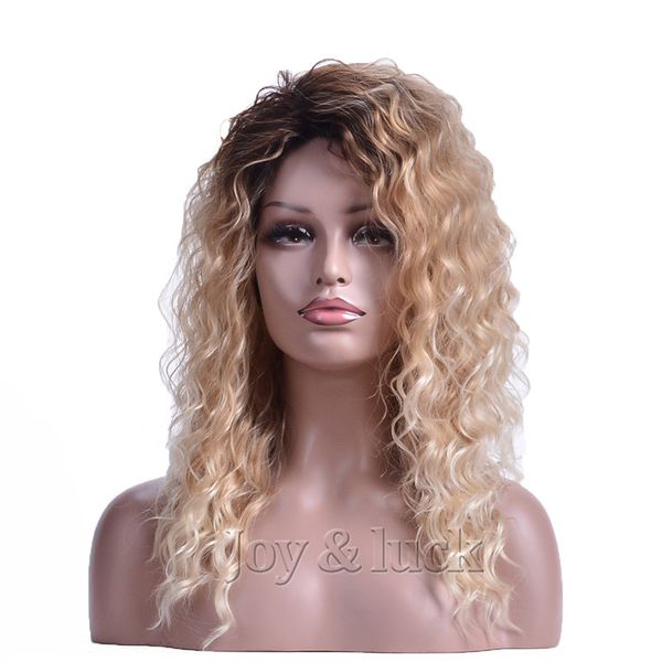 

joyluck короткие волна воды фигурные синтетические парики для парик цвет женщины коричневый ombre блондинка для африканских женщин высокой т, Black