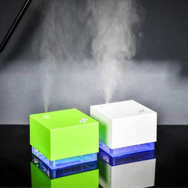 

250 мл воды куб форма ультразвуковой увлажнитель led blue light ночника аромат essential диффузор мини очиститель воздуха x