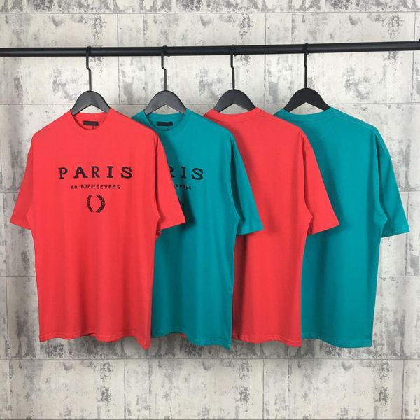 

коллекция люкс европейского письмо вышитые с коротким рукавом футболки ретро сыпучие повседневный хлопок мужчины женщины пары конструктора р, White;black