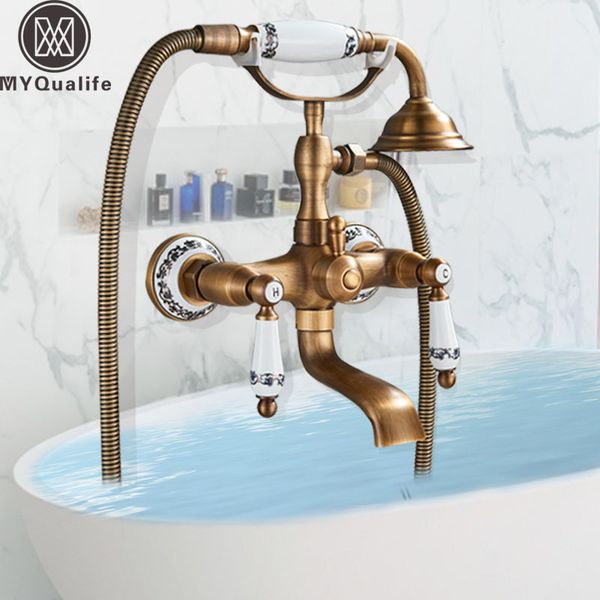 

luxury bathtub faucet dual handle handheld bath shower mixer tap with hand shower wall mount swivel spout tub sink mixer faucet