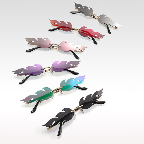 

2020 новые солнцезащитные очки flame модные тенденции солнцезащитный козырек мужчины и женщины металлические бескаркасные солнцезащитные очк, White;black