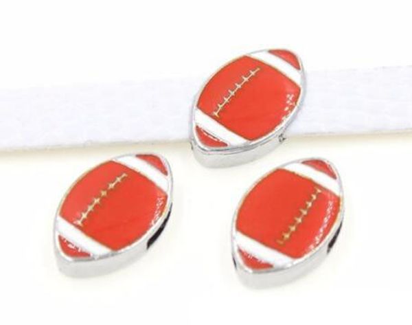 

50pcs/lot 8mm enamel football slide charms fit for 8mm diy accessories pet collar wristband bracelet, Bronze;silver