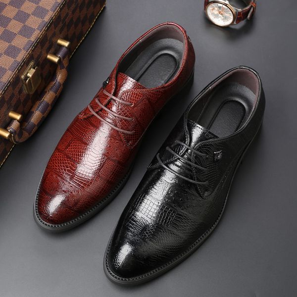 

new 2018 men business formal dress shoes oxford men leather shoes lace-up pointed toe british style brown black