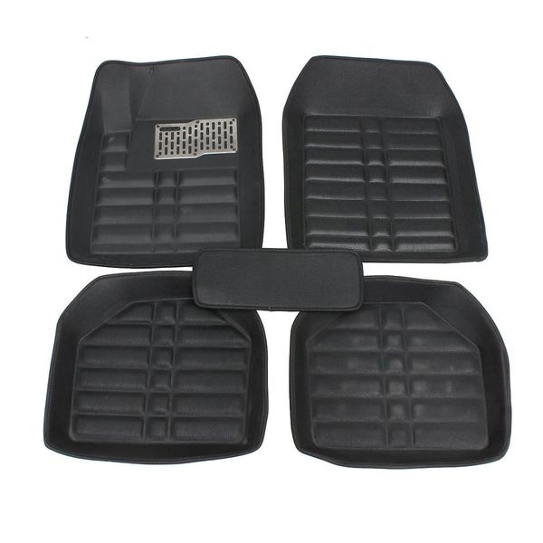 

5pcs black leather universal auto car floor mats front rear liner weather set car accessories