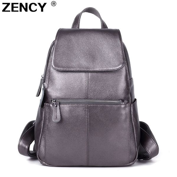 

zency 13 colors backpack 100% real genuine cow leather cowhide women's female layer cow leather school book backpacks bags t200114