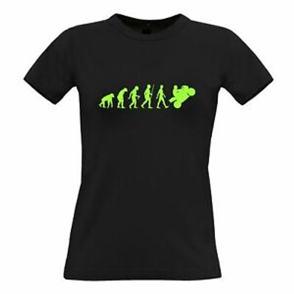 Téléchargement gratuit Images Moto T Shirt Pour Femme Neon Green Evolution D Un Cycliste T dernière par