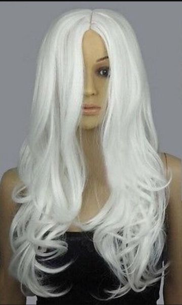 Wig White Long Straight Parted Anime Party Cosplay Full Wigs
