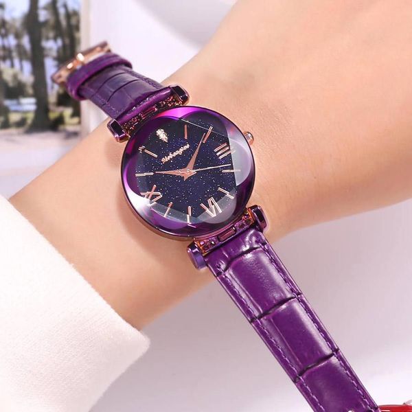 

korean version of the simple personality new star empty female watch waterproof watch quartz belt 33mm female, Slivery;brown