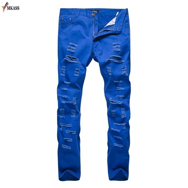 

2018 new ripped jeans men with holes skinny famous designer brand slim fit destroyed torn jean pants for male denim trousers xxl, Blue