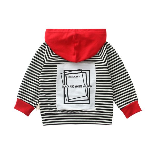 

childrens clothing spring new korean striped pullover men and women hooded sweater long sleeve cotton childrens sweater, Black