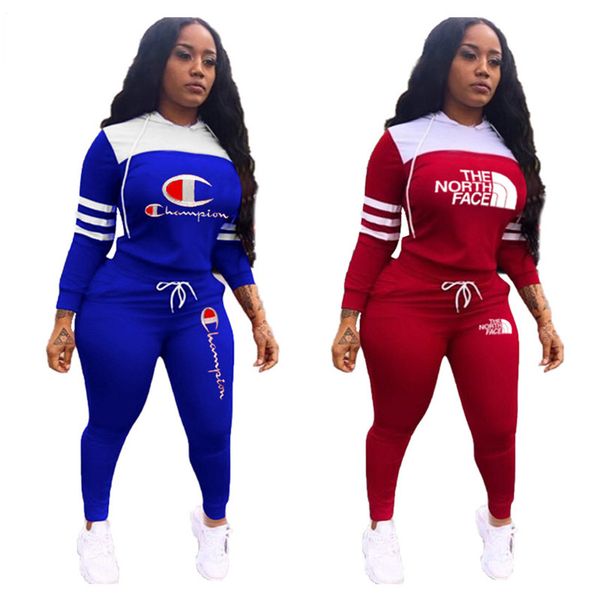 

north nf brand tracksuit чемпион капюшоном топы толстовка и брюки леггинсы лица лоскутная двухкусочный одежда комплект обмундирования спорти, White