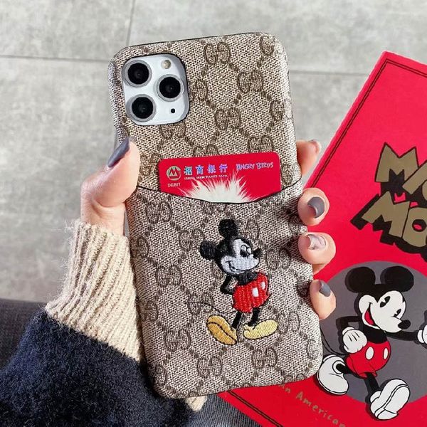 

for samsung s20 s10 s9 s8 plus note10 luxury designer phone case for iphone11 pro max xs xr xsmax leather embroidery card holder phone cover
