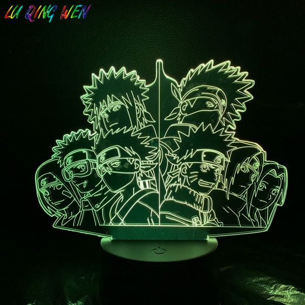 

naruto team kakashi 3d lamp usb touch sensor 7 color changing home decor bedroom table lamp minato sasuke obito led night light