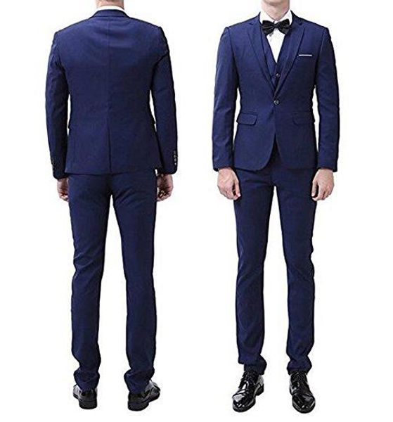 Yakışıklı Geri Vent Bir Düğme Mavi Damat Smokin Notch Yaka Erkekler Düğün Parti Sağdıç 3 parça Suits (Ceket + Pantolon + Yelek + Kravat) K113