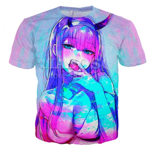 

harajuku аниме darling в franxx zero новая мода футболка женщины мужчины лето унисекс 3d печати с коротким рукавом crewneck повседневные топ, White;black