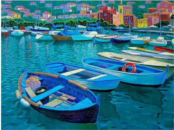 

mosaic home decor gift seaside town sailboat 5d diy diamond painting cross stitch kit rhinestone full round&square diamond embroidery bb0779
