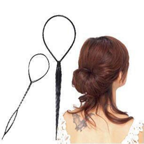 

2 pcs ponytail creator plastic loop styling tools black y pony y tail clip hair braid maker styling tool accessories