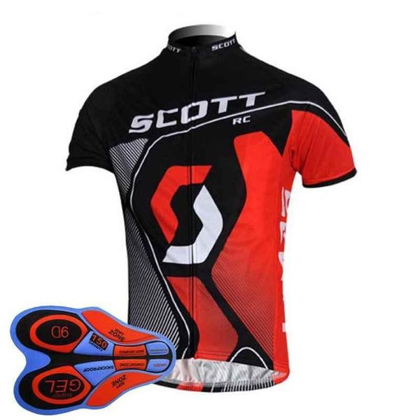 

2020 scott team cycling short sleeves jersey (bib )shorts sets spring and summer bike jersey suit men 's quick dry bicycle clothing 92, Black;red
