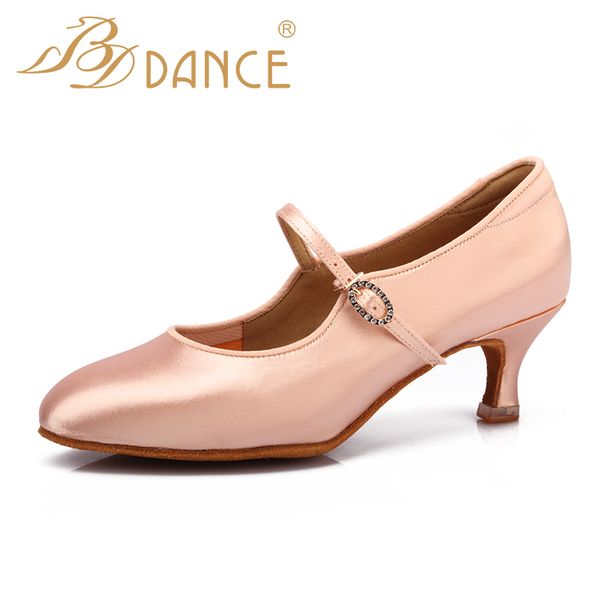 

bd dance shoes women standard dance shoes tan satin ladies ballroom soft outsole modern 137#, Black