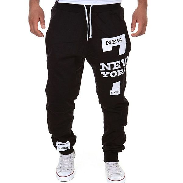 

fashion pants for men plus size hip hop street wear letters printed casual harajuku trousers joggers drawstring pant lb, Black