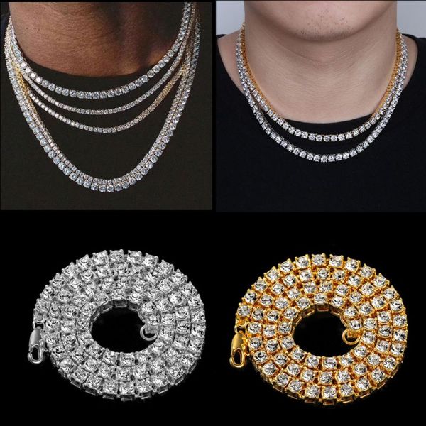 

crystal jewelry iced tennis chain men chunky necklace iced cubic zircon miami cuban link chain necklace jewelry, Silver